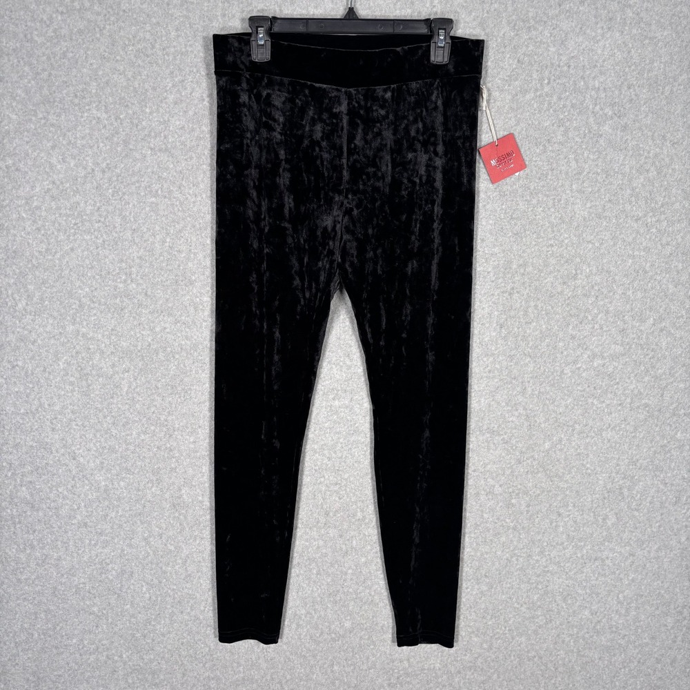 Mossimo Crushed Velvet Leggings Large Black Whimsigoth Rave Fairy Grunge Comfort